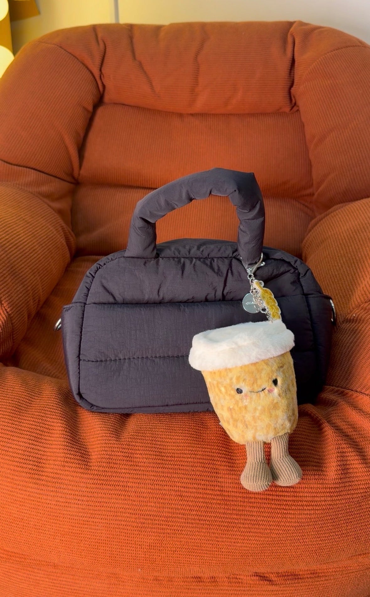 Exclusively manufactured ROXIE AND CO puffer bag