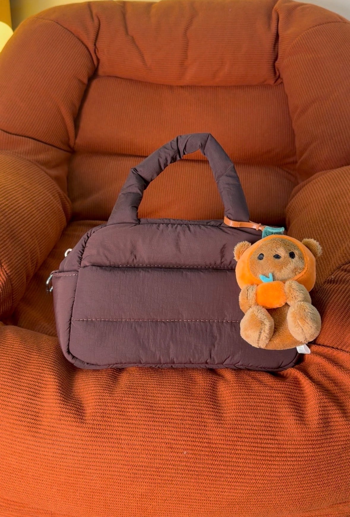 Exclusively manufactured ROXIE AND CO puffer bag